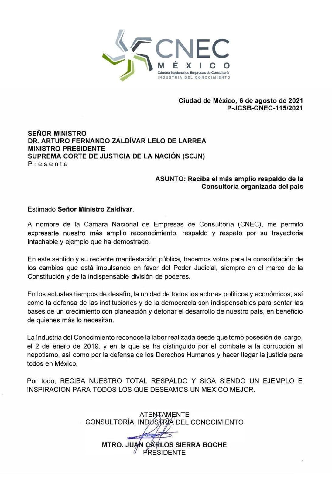 RESPALDA LA CONSULTORÍA ORGANIZADA DEL PAÍS DECISIÓN DEL MINISTRO ARTURO ZALDÍVAR LELO DE LARREA